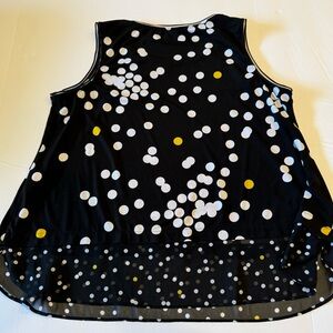 Alfani 2x plus size black polka dot sleeveless top with sheer bottom layer